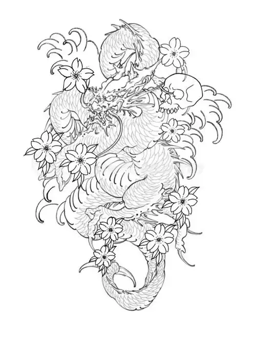 传统龙纹身手稿