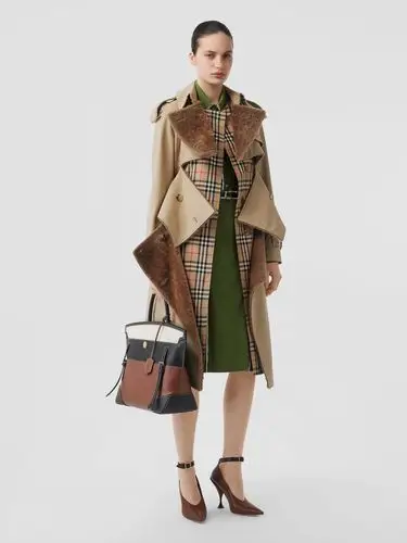 解构风格棉质羔羊皮 trench 风衣 产品图片01