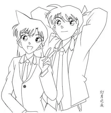 每天一幅简笔画名侦探柯南系列2小兰柯南