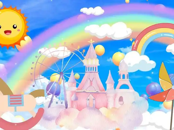 (wit27)卡通六一儿童节风车高清动态背景视频特效素材7