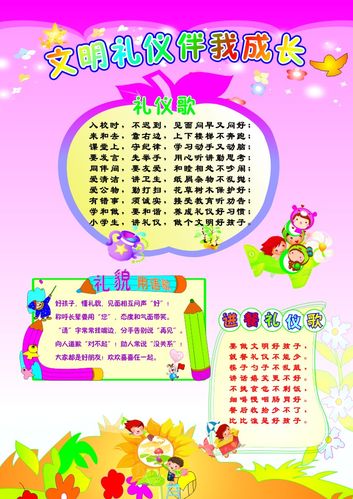 754海报印制展板写真喷绘91幼儿园文明礼仪歌讲文明懂礼貌用语