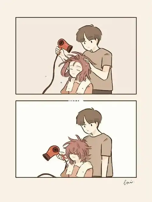 男朋友吹头发的日常