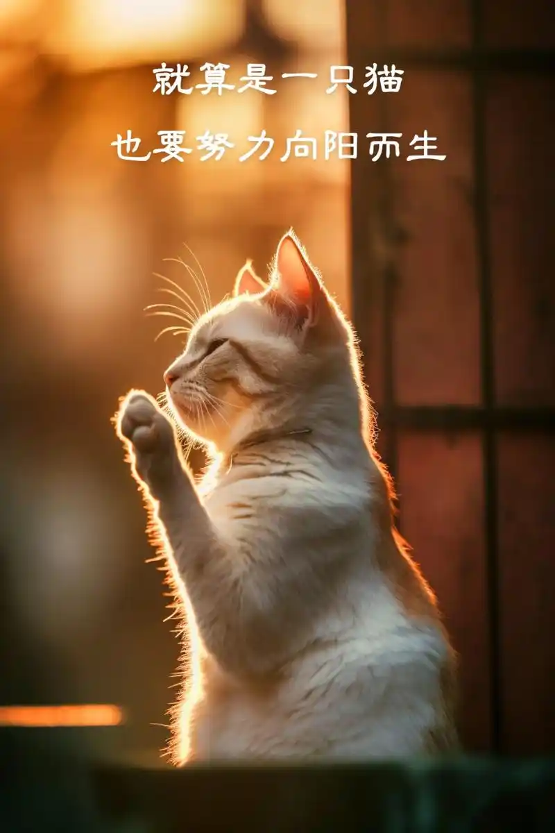 触摸阳光的猫咪很治愈的一幕