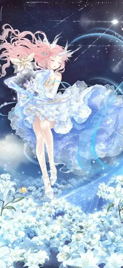 奇迹暖暖 搭配 梦幻 蓝色 长发