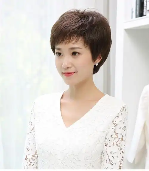 假发工厂批发女短发短卷发型女假发套中老年真人发丝真发轻薄