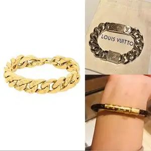 代购路易威登/lv手链男款 女士手绳金属纯银古巴链 七夕情人节礼
