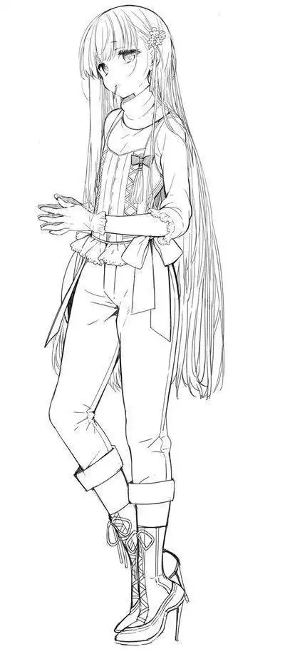 现代少女简笔画全身霸气