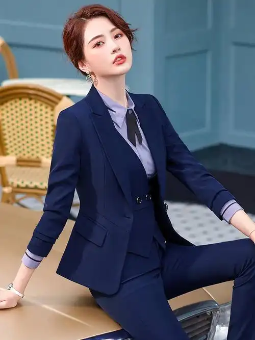 高端西装套装女工工作服职业装春秋时尚气质正装瑜伽套装