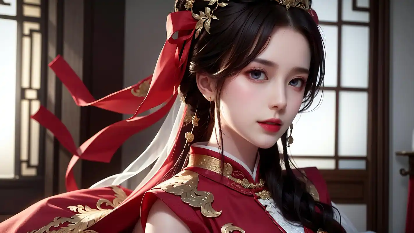 ai绘画 中式婚纱横屏