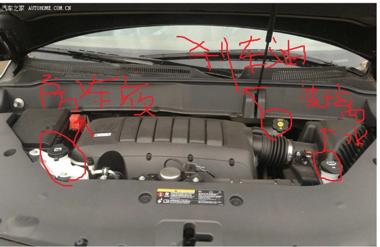 别克昂雷防冻液加注口在哪