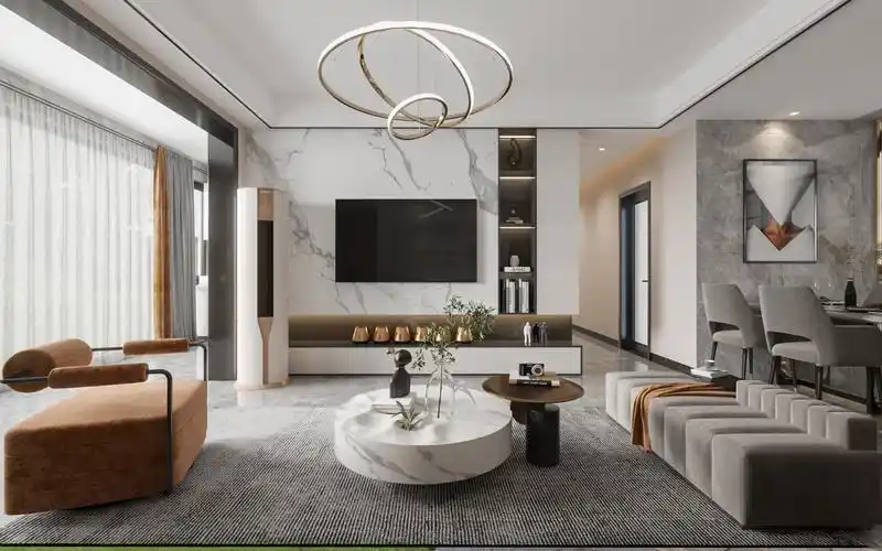 柳州样板房装修_金科天宸108平米装修效果图_现代轻奢风格