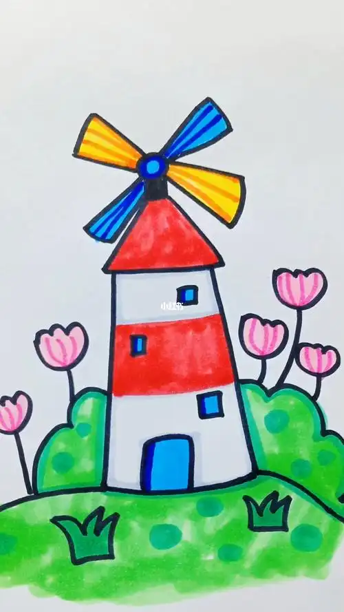 简笔画  #一学就会  #简笔画教程  #荷兰风车村  #荷兰