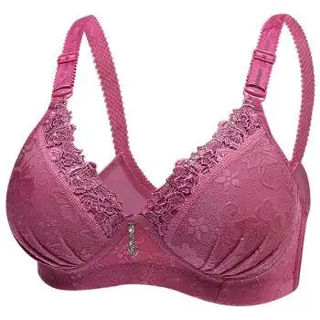 高品质女士内衣妈妈文胸棉质聚拢小胸无钢圈薄款蕾丝胸罩提花透气中
