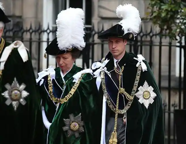 英国女王亲授蓟花勋章 王室成员穿传统礼服出席(组图)【4】