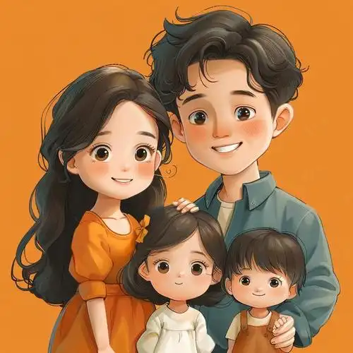 亲子头像|一家四口,两姐妹亲子头像,招财又暖心