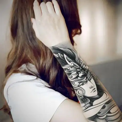 新品纹身贴花臂新款小清新赵云赵子龙男女防水大图案纹身贴半臂贴纸