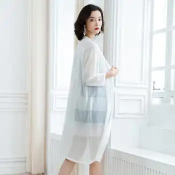 披肩桑蚕丝夏天空调房外搭针织防晒衣女中长款外搭开衫夏季女薄纱外披