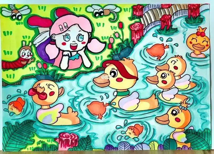 命题儿童画数鸭子