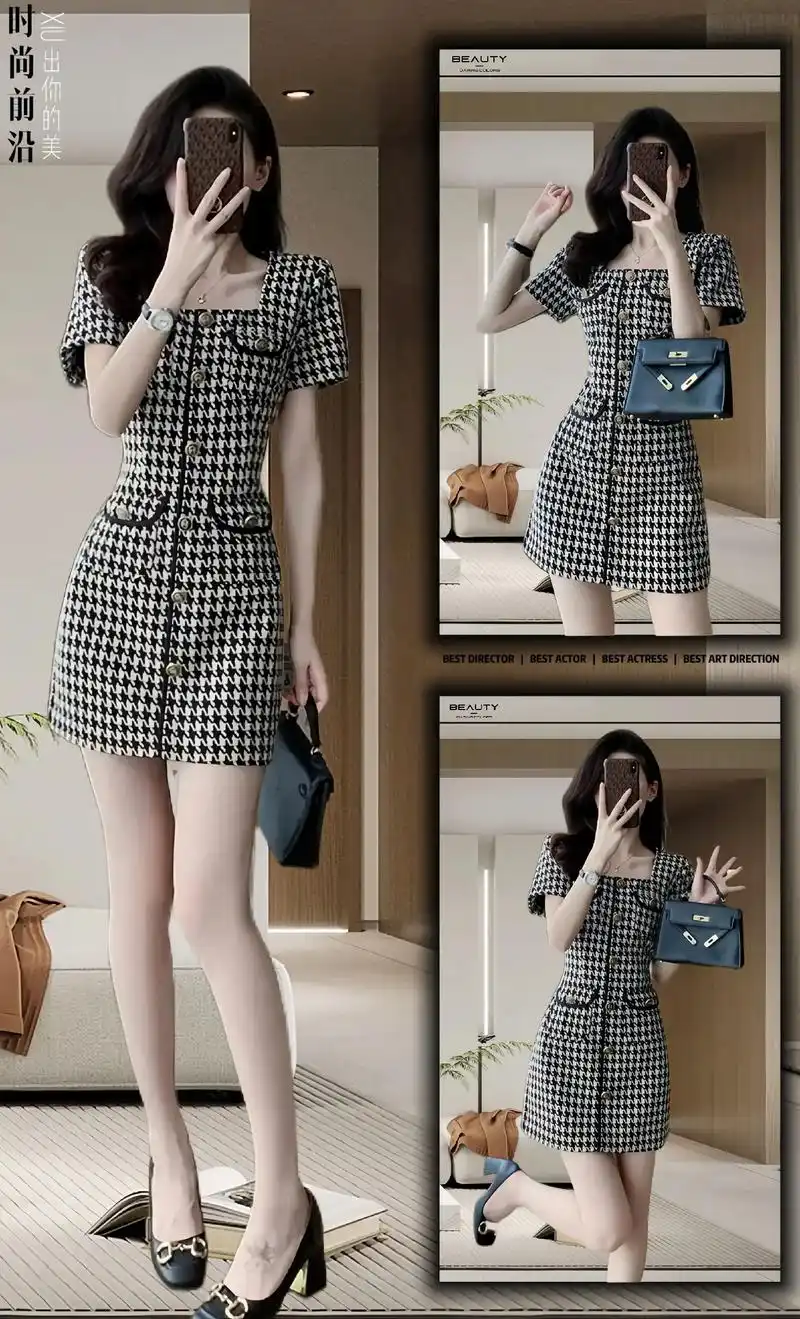 姐妹们,这款夏季新款女装小香风连衣裙简直是夏季衣橱