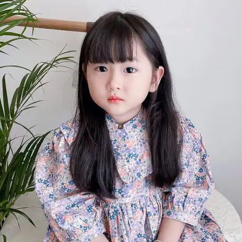 萌娃宝宝假发可爱长发刘海公主直发头套小女孩日常整顶假发