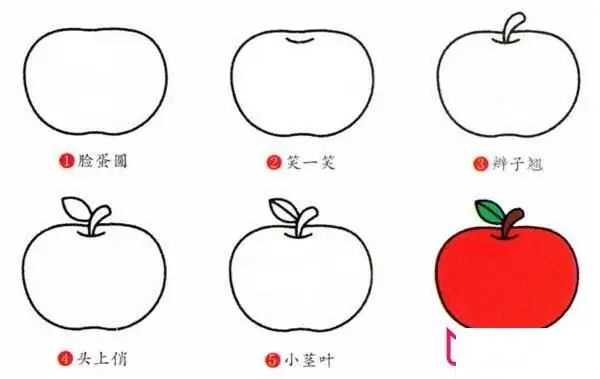 红苹果简笔画教程步骤图片大全