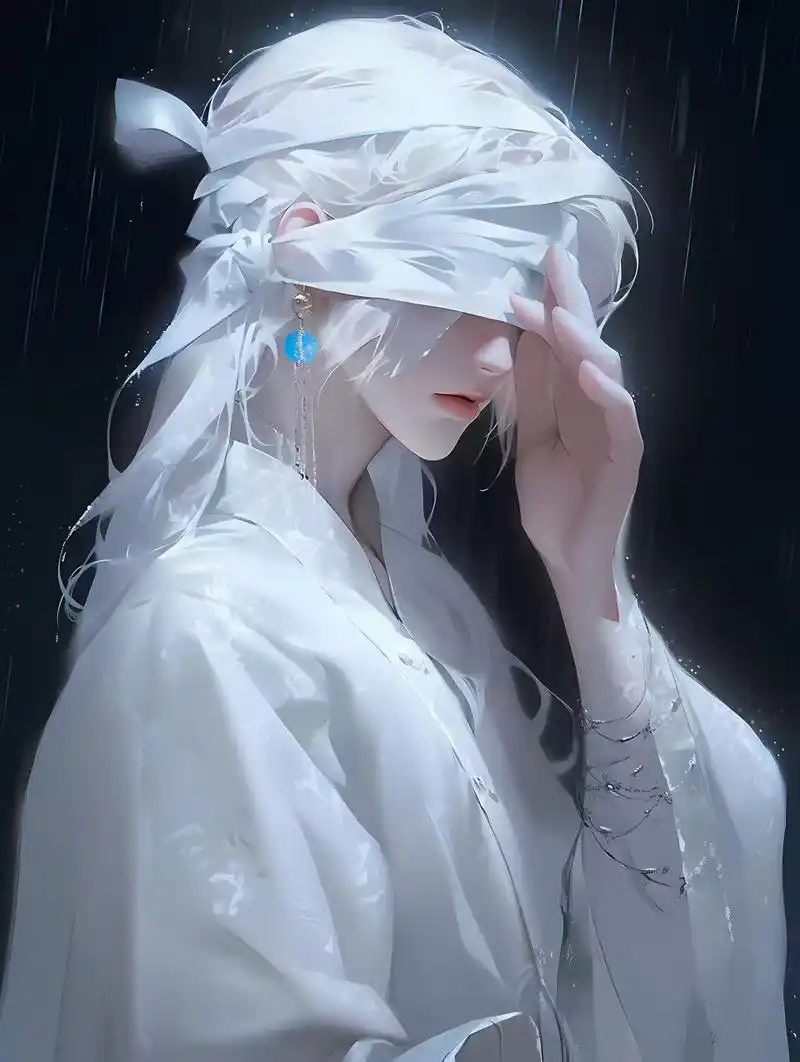 蒙眼白发美人 #二次元# #ai共创计划# #ai绘画