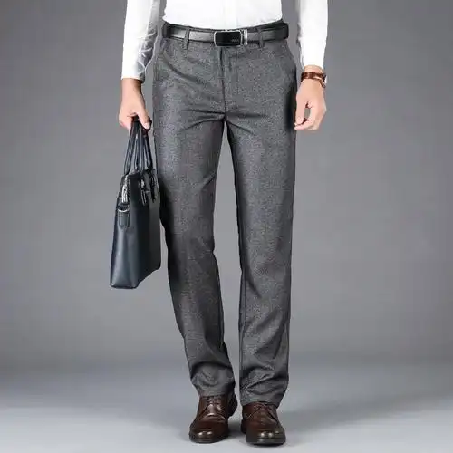 花花公子品牌春季新款休闲裤男商务直筒西裤工作裤宽松男士长裤子