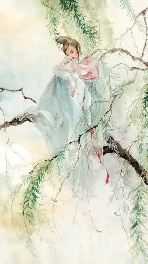 唯美古典中国风美女手绘高清手机壁纸