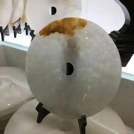 20-23cm直径 天然进口透光玉石 特价清平安扣摆件 送礼佳品