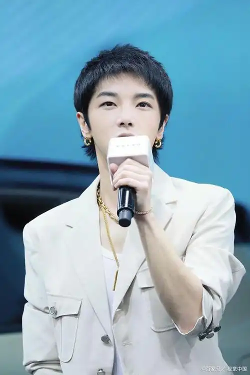 "照片中的华晨宇留着一头短发,虽然只是一个小小的光头,但是给人感觉