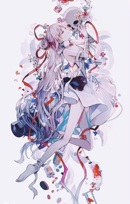 人物绘画,画风独特的卡通女孩