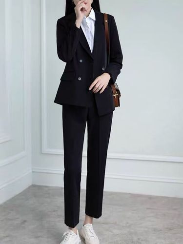 igjkp西装三件套女新款黑色套装级感气质大学生面试职业正装西服 黑色