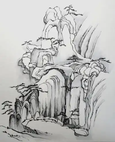 著名山水画素描