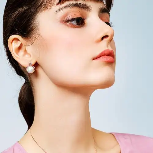 佰色传情925纯银淡水珍珠耳钉女冷淡风耳环新款潮高级感耳饰