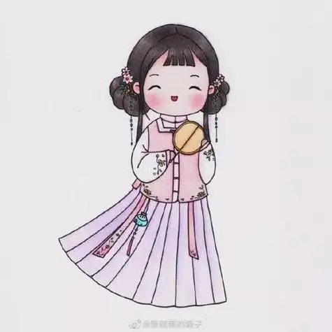 简笔画|古风小姐姐汉服卡童少女人物简笔画这么可爱的简笔画古风小人