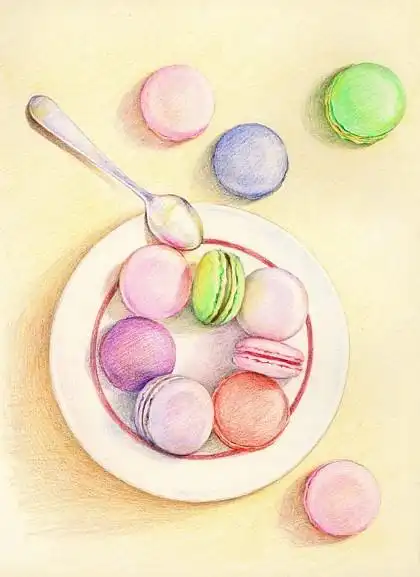 如何用彩铅画"少女的酥胸"甜蜜马卡龙