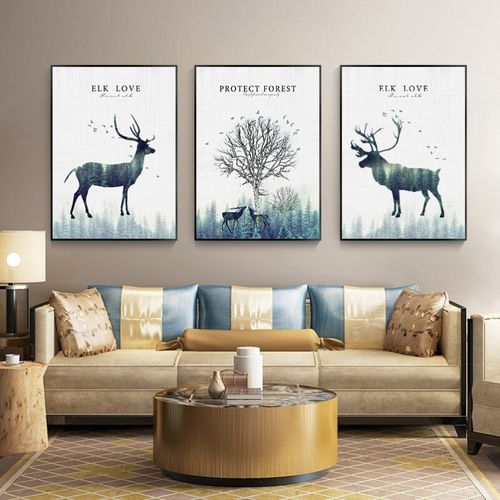 挂画三联画新款三连图壁画客厅个性时尚文艺沙发装饰画小清新饭厅