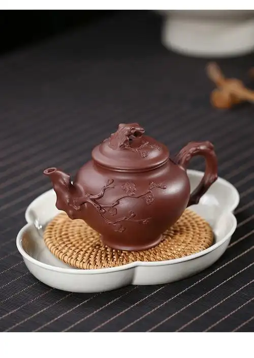 宜兴名家紫砂壶全纯手工原矿紫泥梅花报春泡茶壶茶具套装