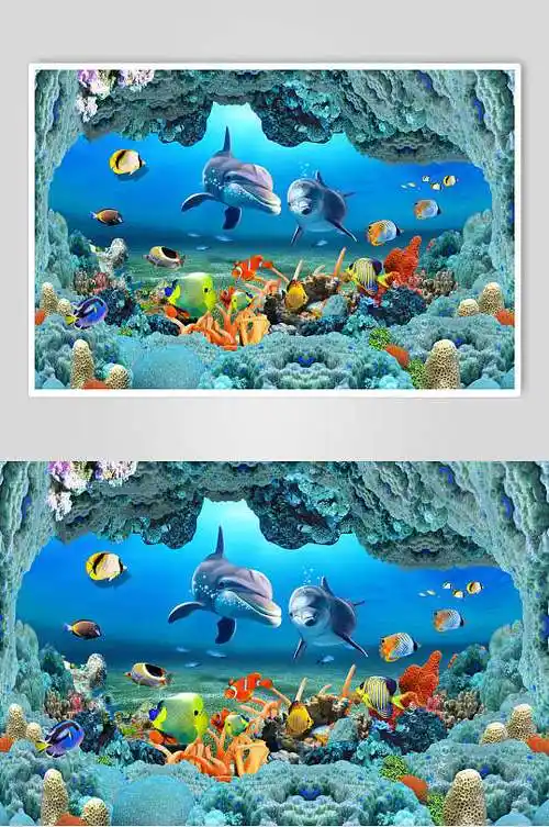 海洋馆海洋世界海底世界d立体图海报