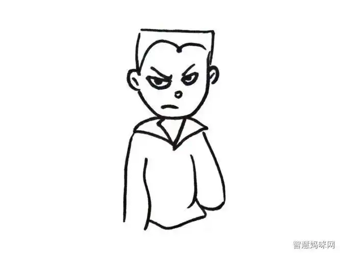 平头小眼睛男孩子简笔画