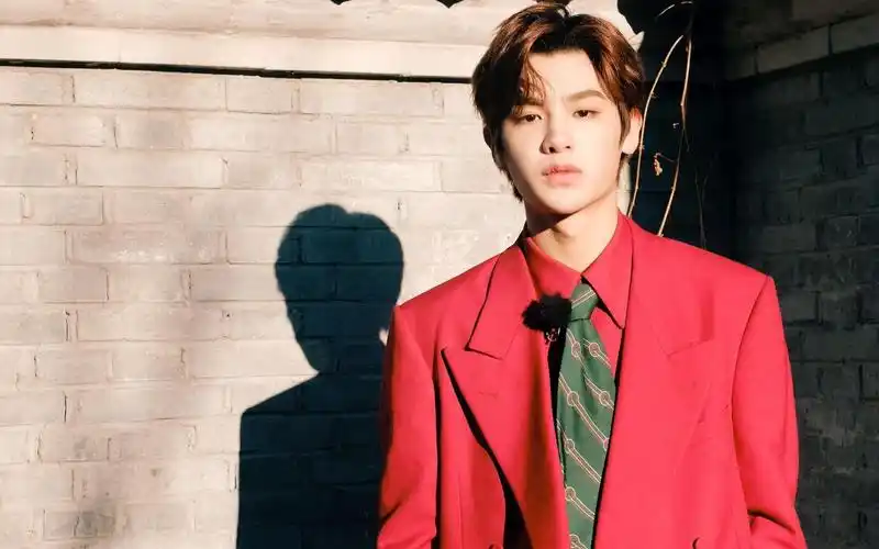 时尚帅气西装男孩黄明昊慵懒户外写真