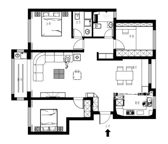 金科博翠园100平三室两厅户型解析