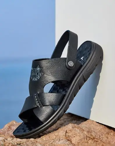 2020夏季新款真牛皮舒适休闲男士凉鞋拖鞋日常两穿沙滩鞋男鞋