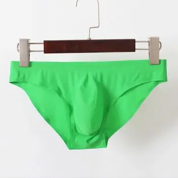 内裤男一片式透气无痕三角短裤头u凸大码无缝超薄透明jj2019新款 绿色