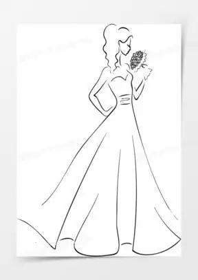 古代美人新娘简笔画