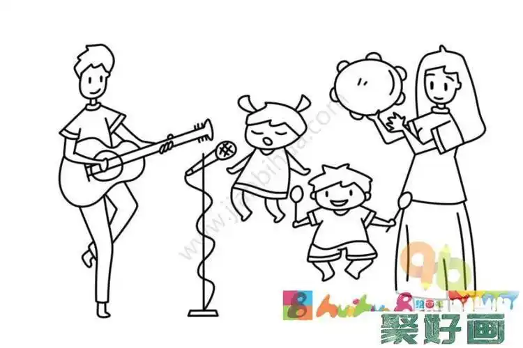 音乐美感的简笔画关于音乐的小简笔画唱歌音乐会以及各种乐器简笔画