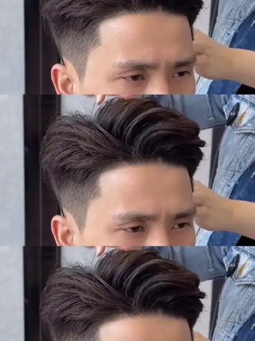 鹅蛋脸三七分发型男生图片