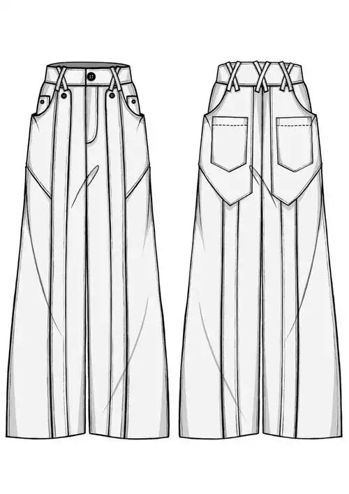 长裤款式图正反面