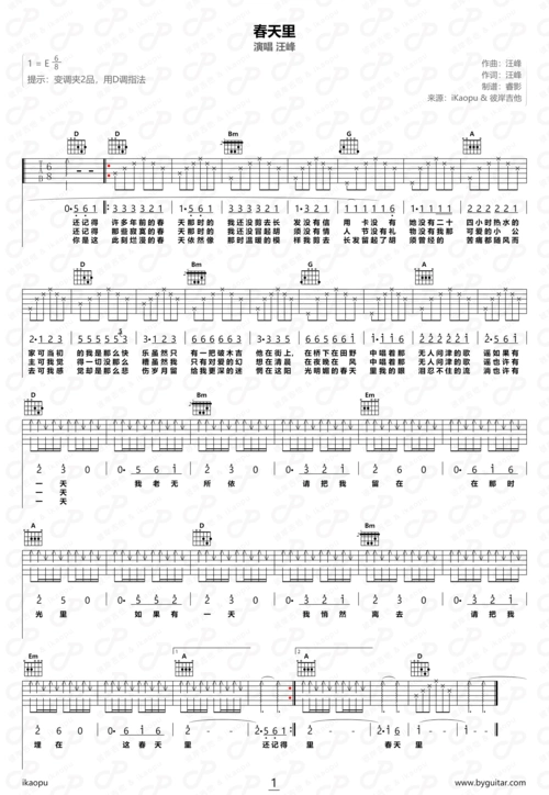 汪峰春天里吉他谱