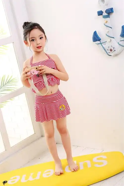 2022新款儿童泳衣时尚立体绣花可爱小女孩泳衣分体连体式泳装批发